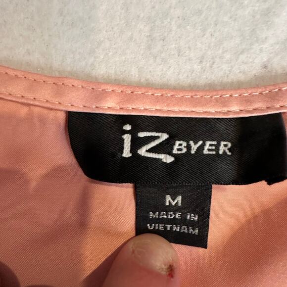 Vintage y2k IZ Byer medium crochet coquette cottage pink peach flutter babydoll - Picture 8 of 10